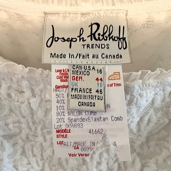 Joseph Ribkoff Y2K Bustier Sheer Tank top Lace Mesh Stretch Romantic White 16 - Picture 2 of 8